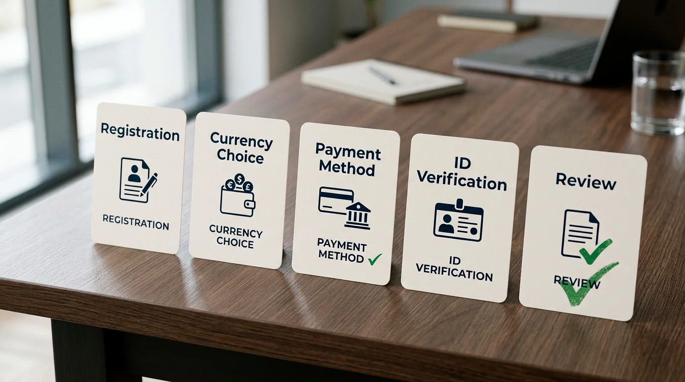 Illustration of an account registration and verification journey
