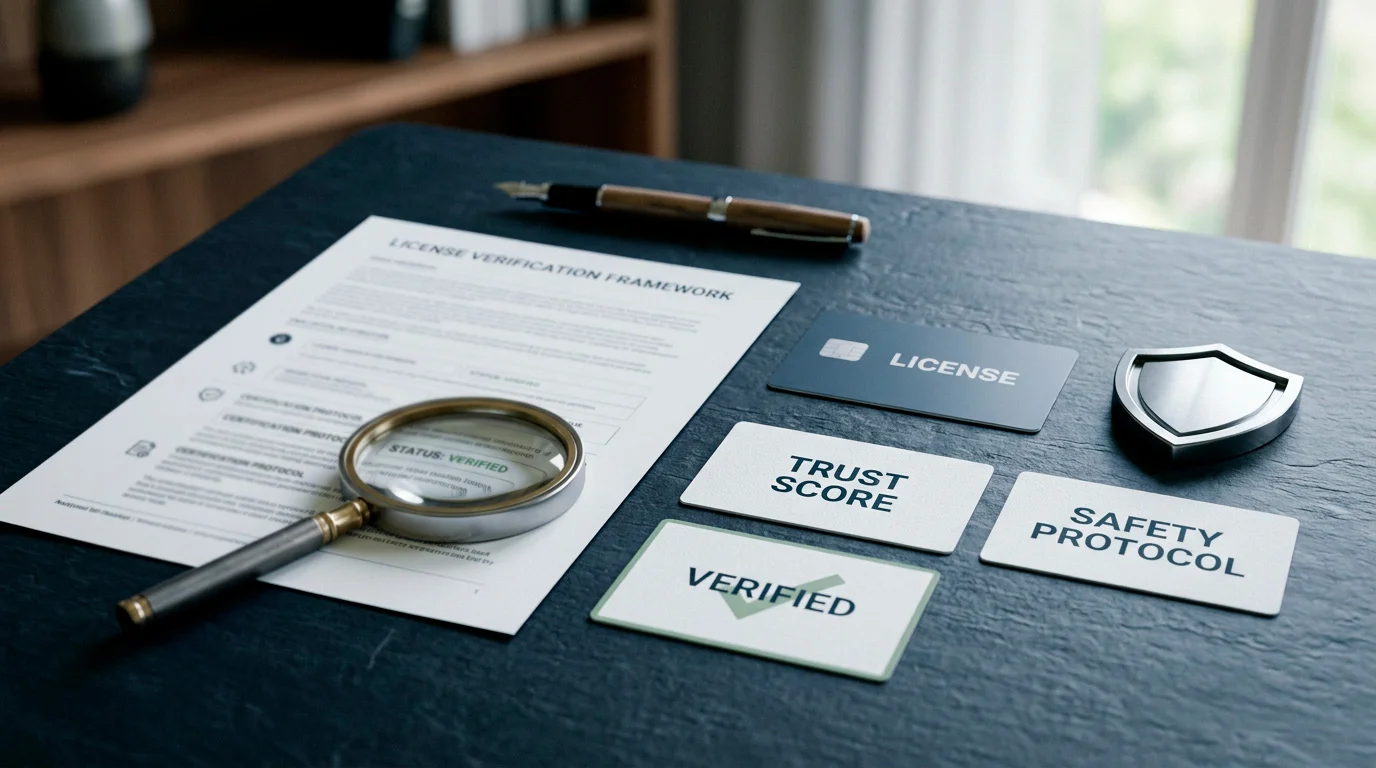 Illustration of a trust and licence verification checklist